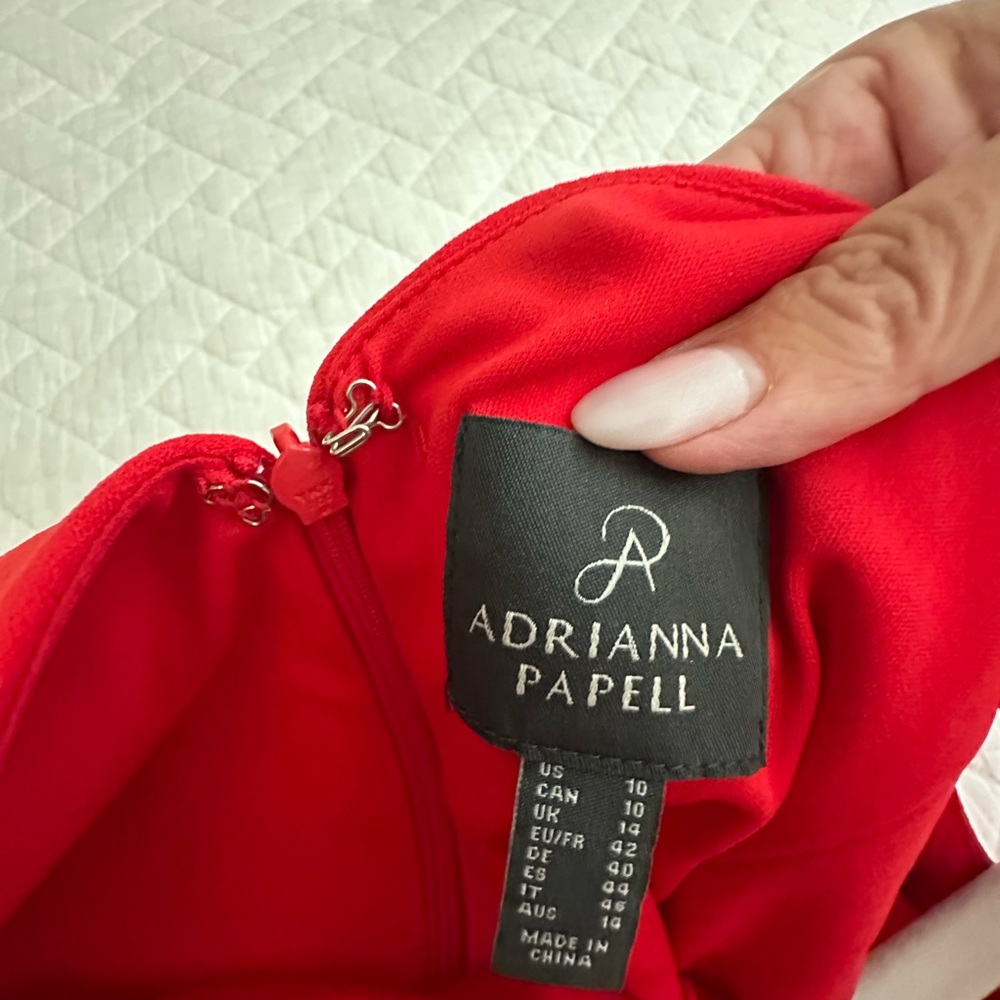 Adrianna Papell Red Sleeveless Dress Size 10 - Picture 3 of 4